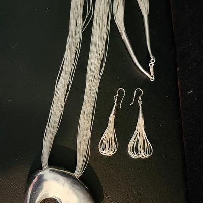 Navajo Heavy Sterling Silver Bear Necklace & Earrings