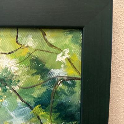 Original Framed Painting on Canvas of Waterfall Scene by Julia