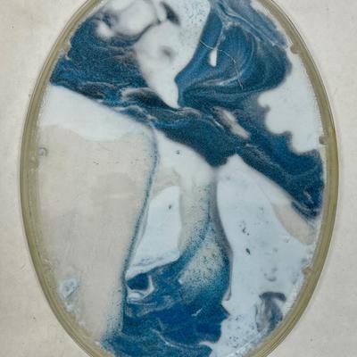 Vintage 1970's Wham-O Magic Lucite Window Toy crystal sand art blue and white