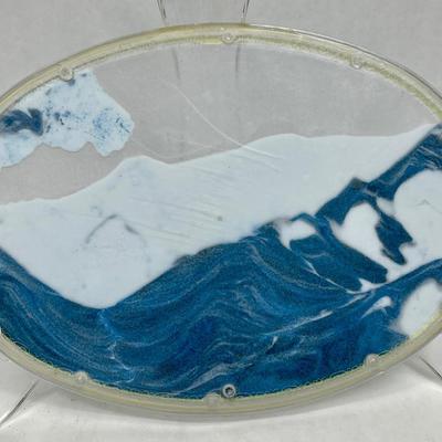 Vintage 1970's Wham-O Magic Lucite Window Toy crystal sand art blue and white