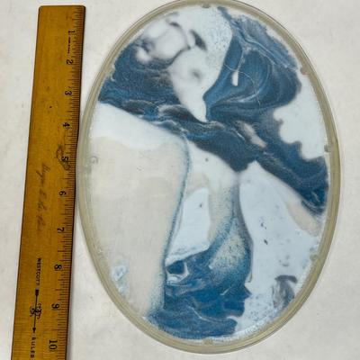Vintage 1970's Wham-O Magic Lucite Window Toy crystal sand art blue and white