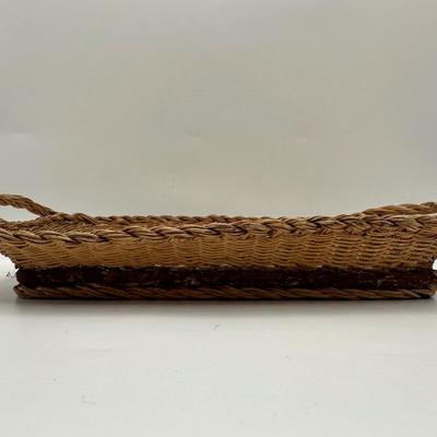 Vintage Handmade, Painted & Applied Feathers on Rattan Frame Tray