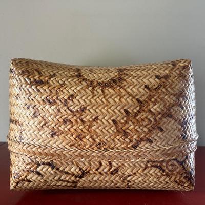 Vintage Weaved Lidded Basket