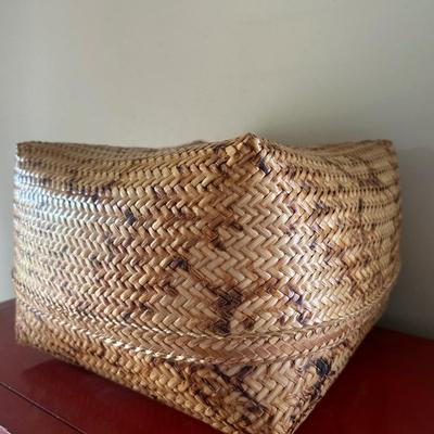 Vintage Weaved Lidded Basket