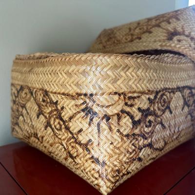 Vintage Weaved Lidded Basket