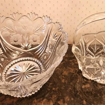 Lot #161 2 Pieces Lead Crystal - Center Bowl & Basket