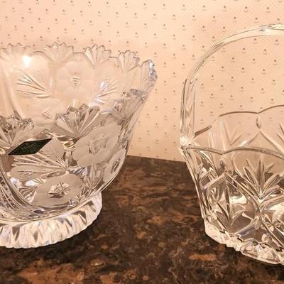 Lot #161 2 Pieces Lead Crystal - Center Bowl & Basket