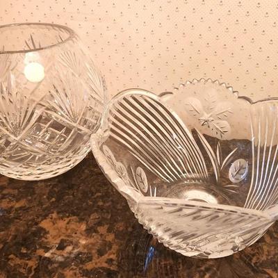 Lot #164 Polish Crystal Rose Bowl & Center Bowl with Contemporary Styling