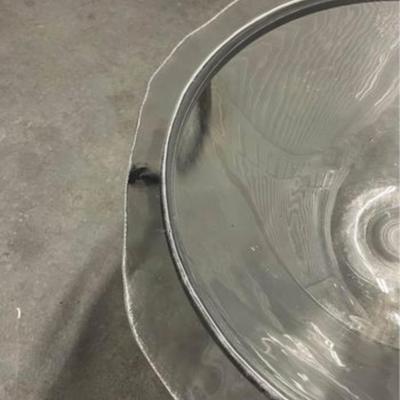 Large Vintage Glass Bowl with Iron Stand