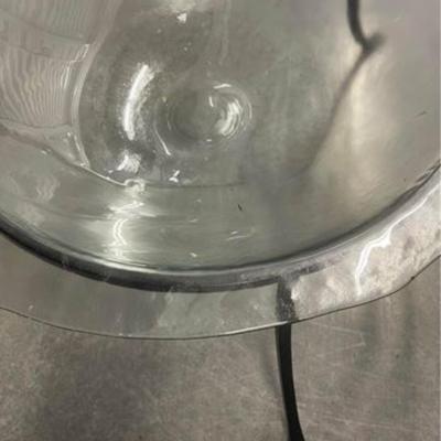 Large Vintage Glass Bowl with Iron Stand