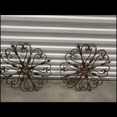 Two Vintage Wrought Iron Decor Pieces