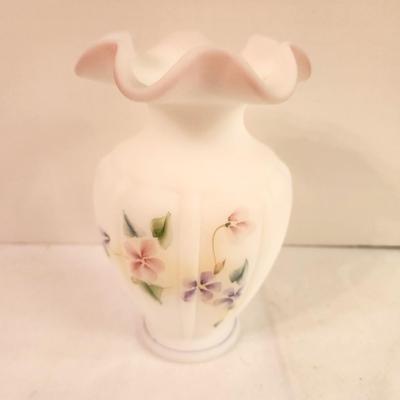 Lot #165 Fenton Frosted Vase - 8" tall