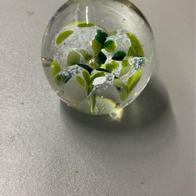Vintage Crystal Floral Paperweight