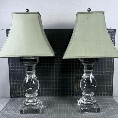 Restoration Hardware Palladian Column Accent Crystal Table Lamp Pair