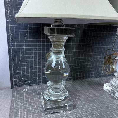 Restoration Hardware Palladian Column Accent Crystal Table Lamp Pair