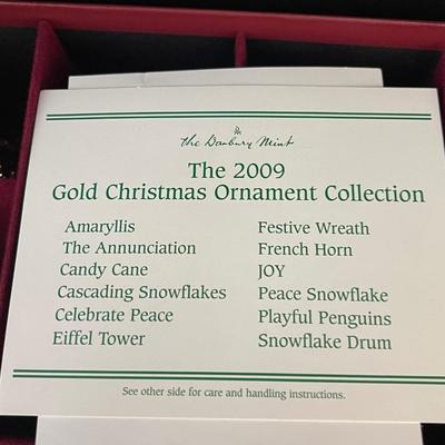 2009 Danbury Mint Gold Christmas Ornament Collection