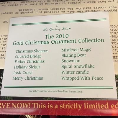 2010 Danbury Mint Gold Christmas Ornament Collection