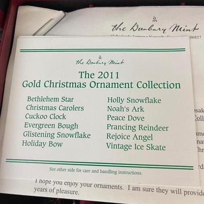 2011 Danbury Mint Gold Christmas Ornament Collection