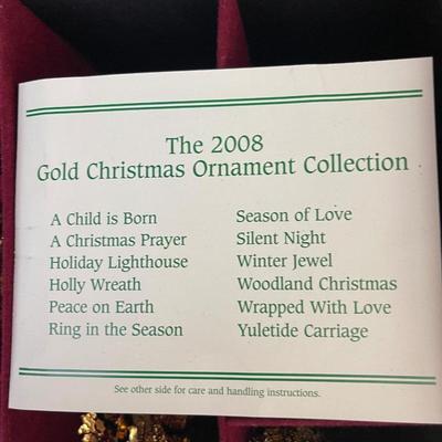 2008 Danbury Mint Gold Christmas Ornament Collection
