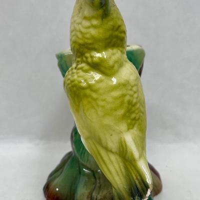 Vintage Ceramic Yellow Parrot Figurine Planter Vase