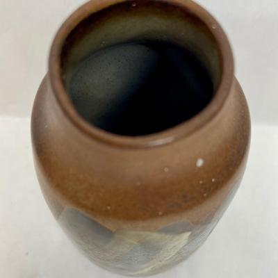 Vintage Hand Thrown Pottery Vase with Painted Design