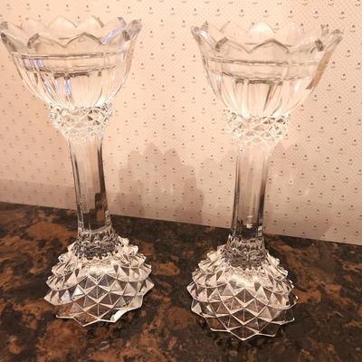 Lot #172 Pair of Crystal Candlesticks