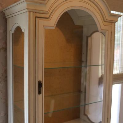 Curio Cabinet Lighted Two Door with Glass Shelving and Doors
