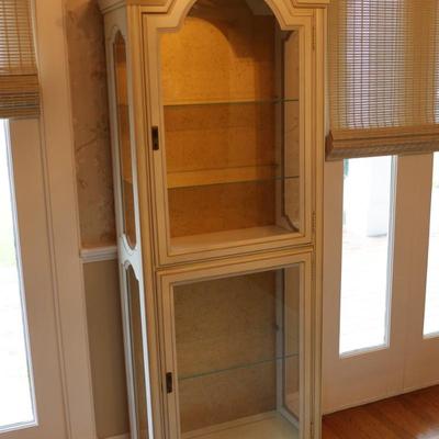 Curio Cabinet Lighted Two Door with Glass Shelving and Doors