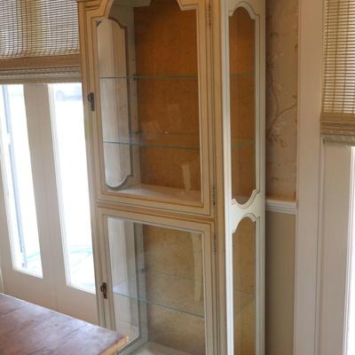 Curio Cabinet Lighted Two Door with Glass Shelving and Doors