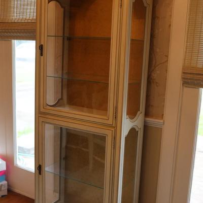 Curio Cabinet Lighted Two Door with Glass Shelving and Doors