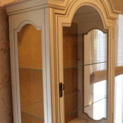 Curio Cabinet Lighted Two Door with Glass Shelving and Doors