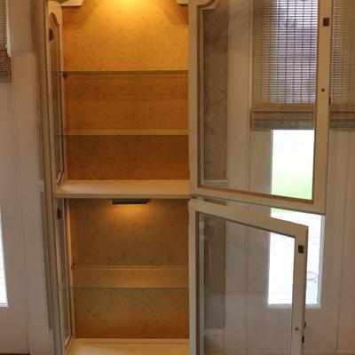 Curio Cabinet Lighted Two Door with Glass Shelving and Doors