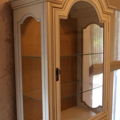 Curio Cabinet Lighted Two Door with Glass Shelving and Doors