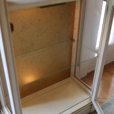 Curio Cabinet Lighted Two Door with Glass Shelving and Doors
