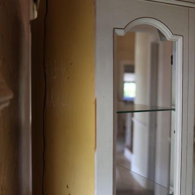 Curio Cabinet Lighted Two Door with Glass Shelving and Doors