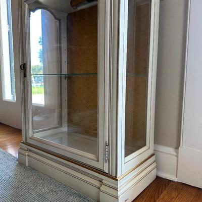 Curio Cabinet Lighted Two Door with Glass Shelving and Doors