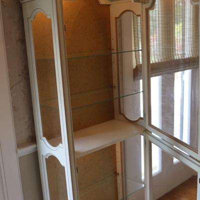 Curio Cabinet Lighted Two Door with Glass Shelving and Doors