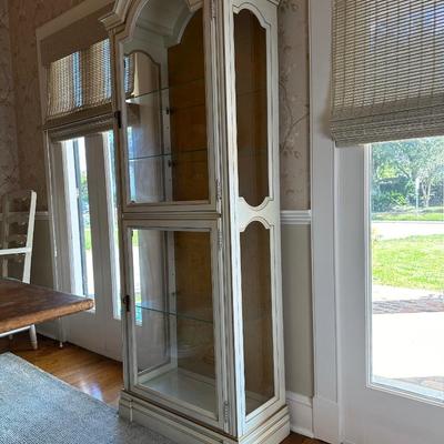 Curio Cabinet Lighted Two Door with Glass Shelving and Doors