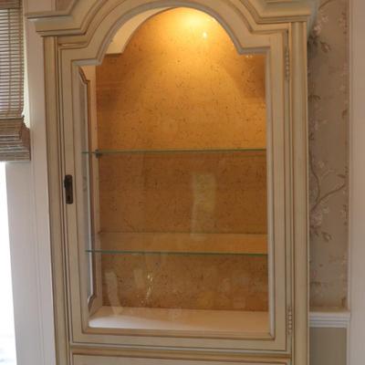 Curio Cabinet Lighted Two Door with Glass Shelving and Doors