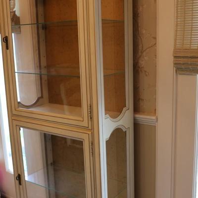 Curio Cabinet Lighted Two Door with Glass Shelving and Doors