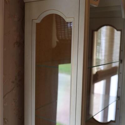 Curio Cabinet Lighted Two Door with Glass Shelving and Doors