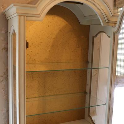Curio Cabinet Lighted Two Door with Glass Shelving and Doors