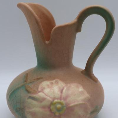 Vintage Weller Dogwood Flower Pottery Pitcher, Marked