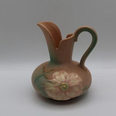 Vintage Weller Dogwood Flower Pottery Pitcher, Marked