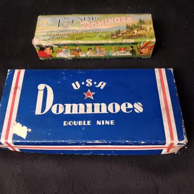 2 SETS OF VINTAGE WOODEN DOMINOES