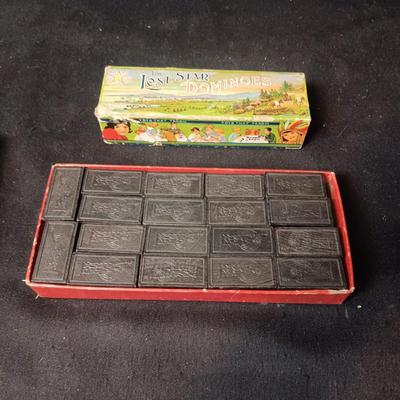 2 SETS OF VINTAGE WOODEN DOMINOES
