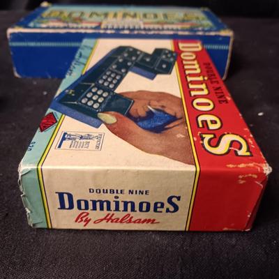 2 SETS OF VINTAGE WOODEN DOMINOES AND A DECK OF CARDS