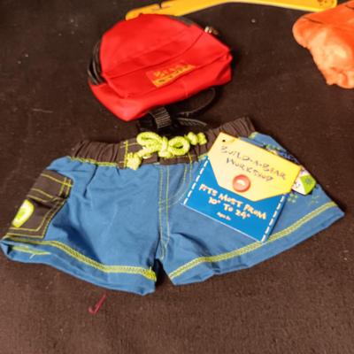 BUILD-A-BEAR TIGGER COSTUME, SWIM TRUNKS AND BACKPACK