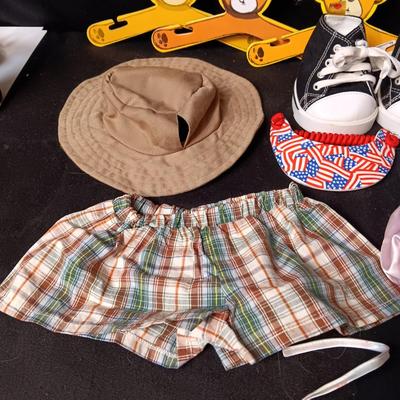 BUILD-A-BEAR CLOTHES, HATS, SHOES AND HANGERS