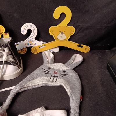 BUILD-A-BEAR CLOTHES, HATS, SHOES AND HANGERS
